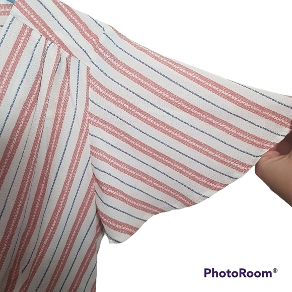 Monteau Faux Wrap Striped Short Sleeved Midi Dress With Tie Belt - Picture 5 of 10